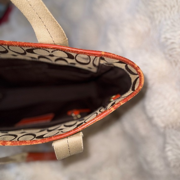 Coach Tan and Orange Signature Tote REHAB - Picture 5 of 12